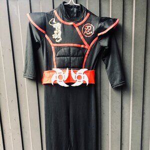 Ninja Halloween Costume Kids Size S with Belt - Black & Red